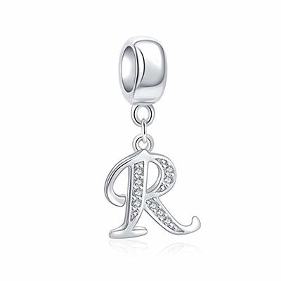 Silver Bangle with Letter R Charm