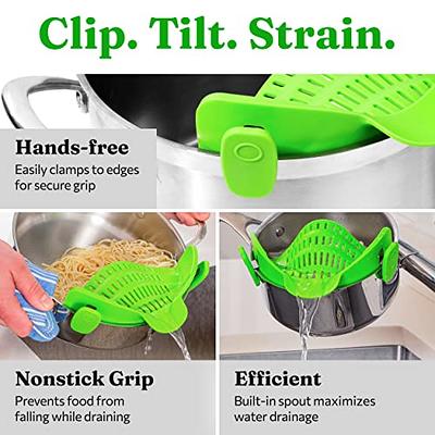 Kitchen Gizmo Snap N Strain Pot Strainer and Pasta Strainer - Adjustable  Silicone Clip On Strainer for Pots, Pans, and Bowls - Orange