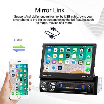 Car Stereo in Dash Single DIN 7 Inch HD Flip Out Touch Screen Radio GPS  Head Unit Support Bluetooth Hands-Free GPS Navigation Mirror Link FM USB SD