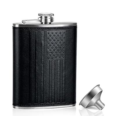 KWANITHINK Flask for Liquor for Men, American Flag Leather Hip