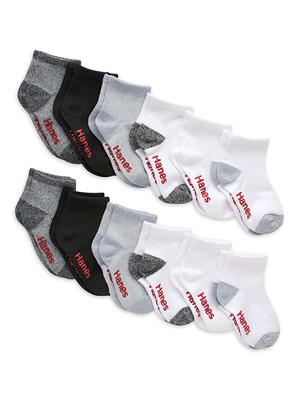 Athletic Works Boys Cushioned Ankle Socks, 10-Pack S (4-8.5) - L