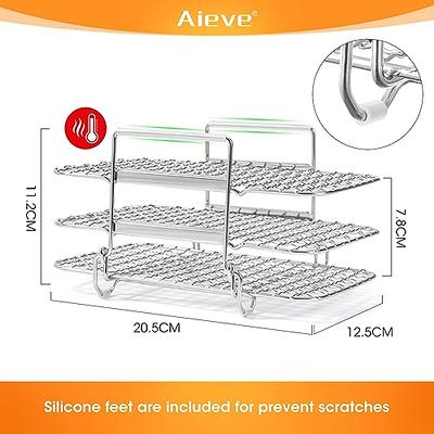 3pcs Stackable Air Fryer Racks Rectangle Air Fryer Mesh Tray Multi-Layer  Toast Racks Stainless Steel Dehydration Rack Compatible With Dual Air Fryer