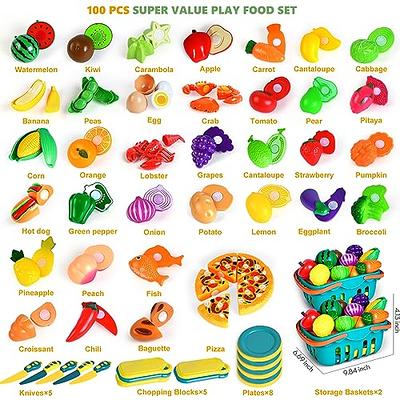 DIPALENT 43 PCs Wooden Cut Food Toys for Kids, Cutting Fruits and  Vegetables Set ,Wooden Play Food for Toddlers and Kids Ages 3+,Educational  Gift for