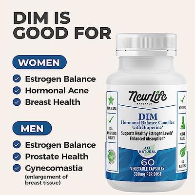 DIM Supplement 300mg, 240 Caps, 4 Months Supply, Diindolylmethane DIM Plus  Black Pepper Extract, Estrogen Balance, Supports Acne & PCOS Relief