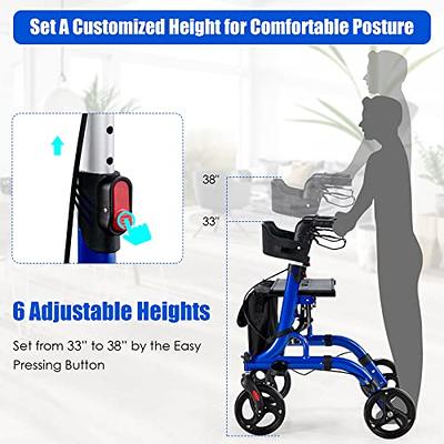 Goplus 2 in 1 Rollator Walkers for Seniors with Seat, 8-inch Wheel Medical  Drive Walker Wheelchair Combo with Backrest, Height-Adjustable Handle