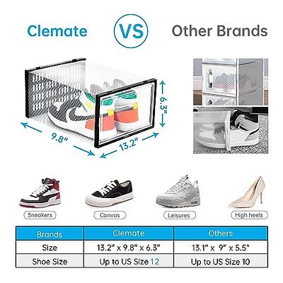 Clemate Shoe Organizer Storage Boxes for Closet 15 Packs, Clear Plastic  Stackable Shoe Storage Bins with