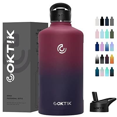 Coolflask Insulated Water Bottle 64 oz with Straw & 3 Lids, Half Gallon Water Jug Large Metal Stainless Steel Wide Mouth for Sports, Gym or Office