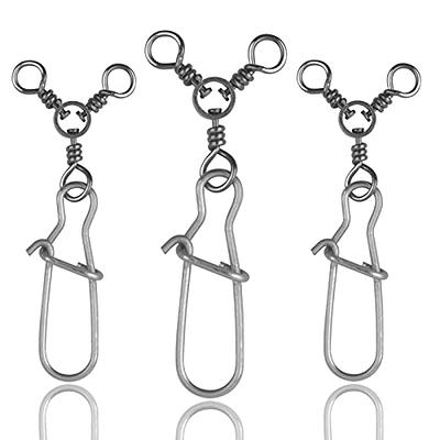 Three Way Fishing Swivels with Snaps, 50Pcs High Strength Cross