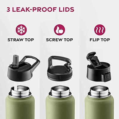 FineDine Insulated Water Bottles with Straw - 40 Oz Stainless Steel Metal  Water Bottle W/ 3 Lids - Reusable for Travel, Camping, Bike, Sports - Army  Green - Yahoo Shopping