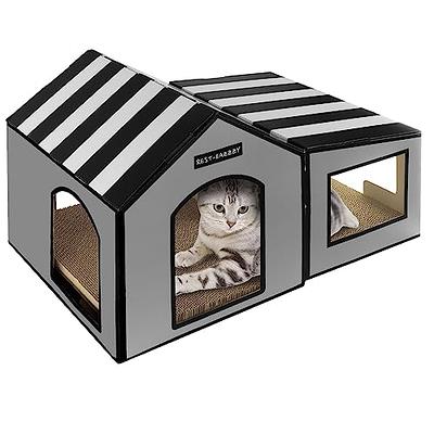 SMILE PAWS Cat Beds for Indoor Cats, Cardboard Cat House with Scratchers,  Gingerbread House, Large Sturdy Cat Furniture Condo Cave Tent, Pet Toys