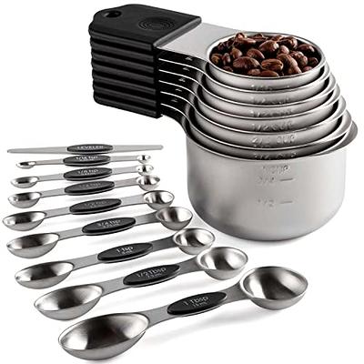 10 Pieces Measuring Cups and Spoons Set with Lid, Stackable