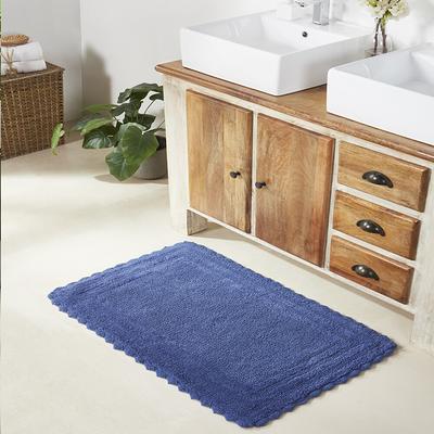 Better Trends Shaggy Border Bath Rug 24-in x 40-in Grey Cotton