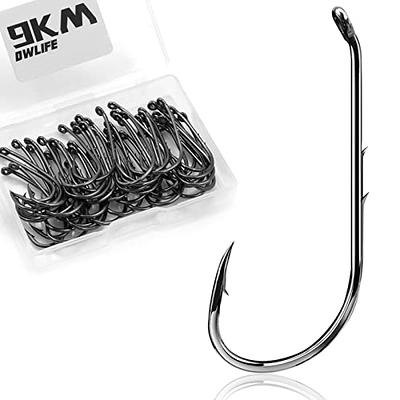 9KM DWLIFE Baitholder Fishing Hooks 100Pack, Snelled Barbed Shank, Down Eye,  Offset Hook for Live Bait, Trout, Bass Fishing, High Carbon Steel, Black  Nickel, Saltwater Freshwater - Yahoo Shopping