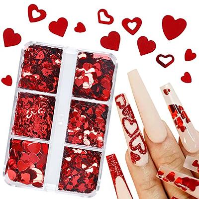 Sweet Heart Shape Nail Glitter Flakes Red Pink Blue 3D Nail Art Decorations  Holographic Sequin Spangle For Manicure Accessories