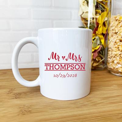 Printed 12 Pieces Mr & Mrs Personalized 10 Oz Coffee Mug With Handle,  Ceramic White Anniversary Favors {Item# 709} - Yahoo Shopping