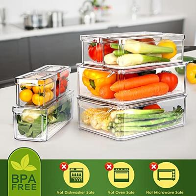 Refrigerator Organizer Bins with Lids, 8 Pack Plastic Freezer