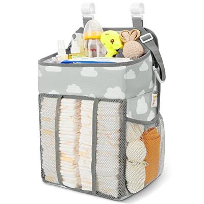 HHZ XL Hanging Diaper Caddy Organizer –Sturdy and Durable Baby Organizer –  Diaper Stacker for Changing Table, Crib, Playard or Wall & Nursery