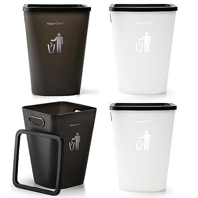 rejomiik Small Trash Can, 3.5 Gallon Slim Garbage Can Plastic Waste Basket  with Handles Container Bin for Narrow Spaces Bathroom, Bedroom, Kitchen