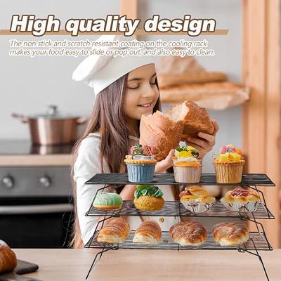 Mifoci 4 Sets Cooling Rack 3 Tier Stackable Baking Rack Carbon Steel  Collapsible Cookie Rack Stackable Cooling Racks for Baking Cooking Cooling  Roasting Cookie Cake Kitchen Utensil - Yahoo Shopping