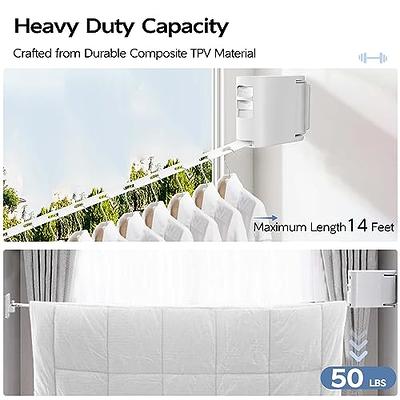 Heavy Duty Washing Line Clothes Line Clothes Drying Rack Wall Mounted Retractable Clothesline for Balcony Shower Room Travel Drying Clothes White