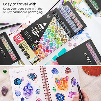 Artugn 36 Colors Acrylic Paint Pens Dual Tip Pens with Medium Brush Tip Paint Markers for Rock Painting Ceramic Wood Plastic Calligraphy Scrapbooking