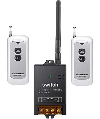 Suraielec Wireless Remote Light Switch, No Wiring, No WiFi, 100ft RF Range,  Pre-Programmed, Expandable Wireless Wall Switch and Receiver Kit, Remote