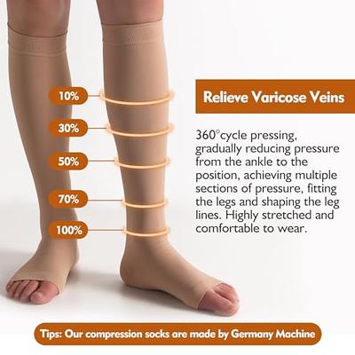  bounfend® Calf Compression Sleeves Socks for Men & Women  (20-30mmHg) Leg Plus Size, Medical Grade for Varicose Veins, Swelling, Shin  Splint, Edema, Nurses & Maternity, Running, Beige S : Health 