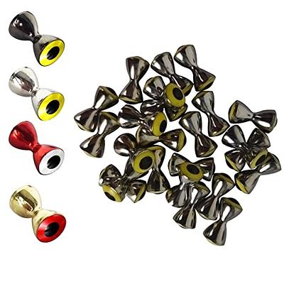 Aventik 25pc Pack Brass Dumbbell Shaped Fish Eyes Realistic Fly Tying  Materials, Lure Jig, Easy to Use, Corrosion Resistant, Various Sizes &  Colors for Trout, (Black Nickle with Yellow Eyes, 4.8mm) 