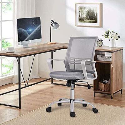 LACOO Office White Mid Back Swivel Lumbar Support Desk, Computer Ergonomic  Mesh Chair with Armrest T-OCNC750WT - The Home Depot