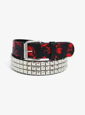 Hot Topic Black & Red Star Seatbelt Belt