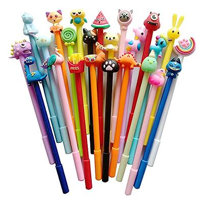 Cute Multicolor Ballpoint Pens,10 in 1 Color Kawaii Cartoon Retractable  Animals Kids Gel Pens Students Girls Boy Novelty Fun 10 Colored Pens Office