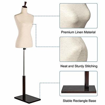 VINGLI Female Dress Form, Mannequin Torso Body with Adjustable Wood Stand for Display Clothes (White, 2-4), Women's
