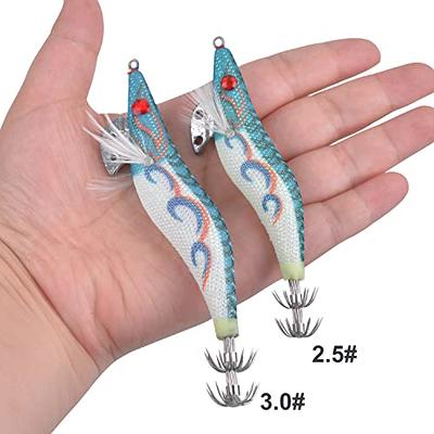 3D Luminous Squid Cuttlefish Sleeve Jig Hooks for Saltwater Freshwater  Fishing