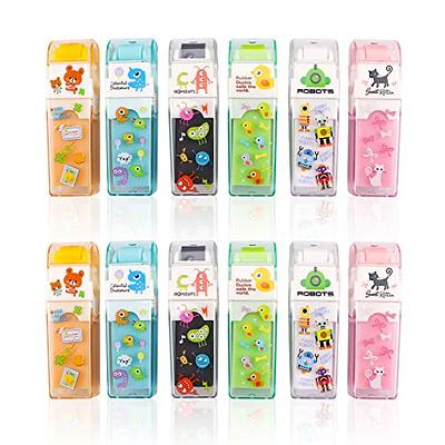 EIKOSON Erasers for Kids Pencil Eraser Shaving Roller Case for Easy Pick Up  and Removal | Animal Themed Cute and Fun Party Favor and School Supplies