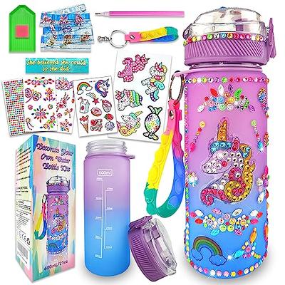 Decorate Your Own Water Bottle Kits for Girls Age 4-6-8-10-12,Unicorn Gem  Diamond Painting Crafts,Ideal Fun Arts and Crafts Gifts Toys for Girls