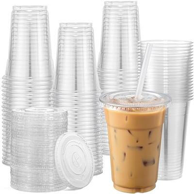 100 Pack] 16 oz Clear Plastic Cups with Flat Lids, Disposable Iced Coffee  Cups, BPA Free Premium Crystal Smoothie Cup for Party, Lemonade Stand, Cold  Drinks, Juice, Milkshake, Bubble Boba, Tea - Yahoo Shopping
