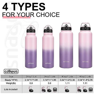 24oz Insulated Water Bottle with Flip-up Straw (Dark Purple)