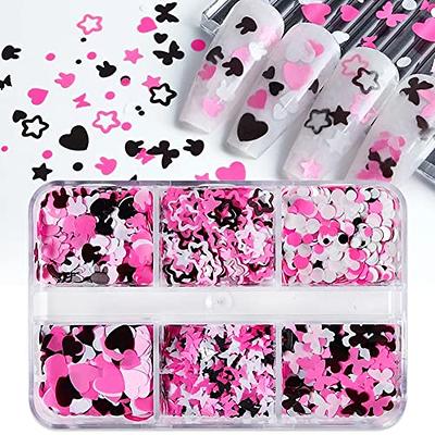 12 Grids Holographic Nail Glitter Sequins Pink Gold Flower Nail Sticker  Decals 3D Butterfly Nail Art Glitter Sequins Rabbit Heart Nail Charm  Shining