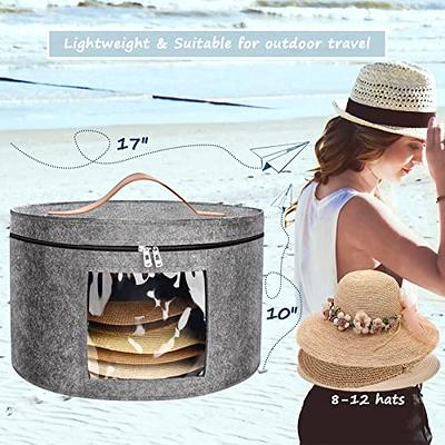 Large Hat Storage Box 19'' Hat Box for Large Hats, Hat Boxes for Women  Storage Large Round Hat Boxes for Men Foldable Storage Box with Lid Felt