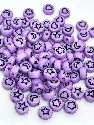 Kawaii Heart, Star Beads, Moon Beads, Letter Beads, Spacer Beads, Whit