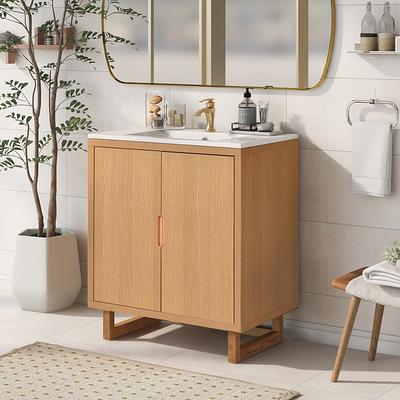 Linique 30 Modern Bathroom Vanity with Sink Combo Set, Solid Wood Frame  Bathroom Storage Cabinet with 2 Soft Closing Doors and a Drawer