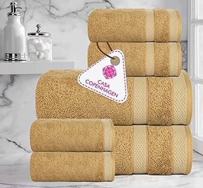 CASA COPENHAGEN Solitaire Designed in Denmark 600 GSM 2 Large Bath Towels 2  Large Hand Towels 2 Washcloths Super Soft Egyptian Cotton 6 Towels Set for  Bathroom Kitchen & Shower - Black + White