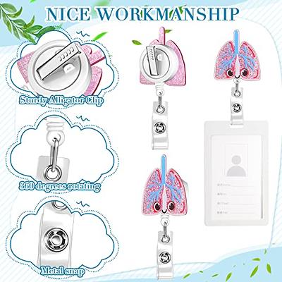 2 Pcs Reel RN Nurse Can Buckle Retractable Badge Holder Glitter