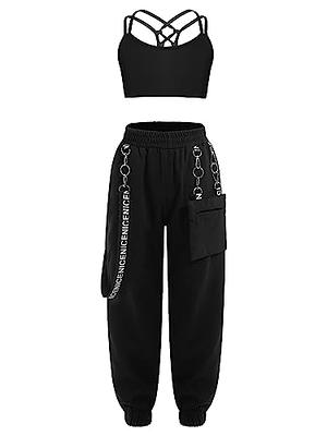 Crop top Hoodie and Cargo Pants set - Black - Nachke Dance fashion