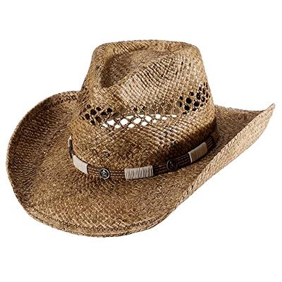 Straw Cowboy Hat Western Hats for Women Cowgirl Sun Beach Hat Summer  Outback Shapeable Wide Brim at  Women's Clothing store