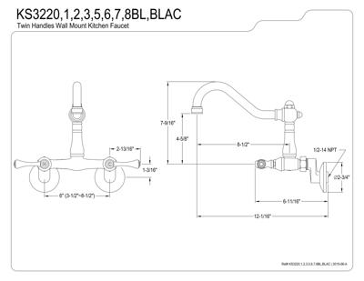 Kingston Brass KS3220BEX 6-Inch Adjustable Center Wall Mount