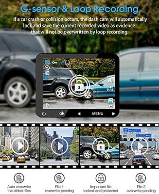 ABS Auto 3 Lenses Dash Cam 2-inch Screen Movement Detection Memory Card  Battery Powered Rechargeable Wide Angle Camera Recorder 