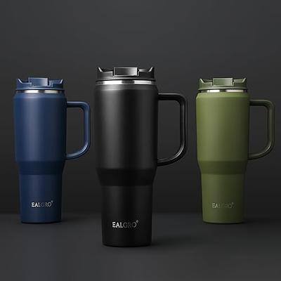 Travel Coffee Mugs with Handle, Lid and Straw, Oversize