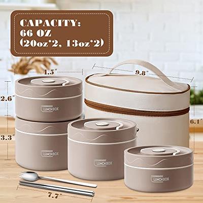 4Pcs Thermal Lunch Box Portable Leakproof Lunch Container Set