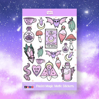 Pastel Magic Sticker Sheet - Durable Waterproof Vinyl Pack Notebook Witchy  Stickers- Kawaii - Yahoo Shopping